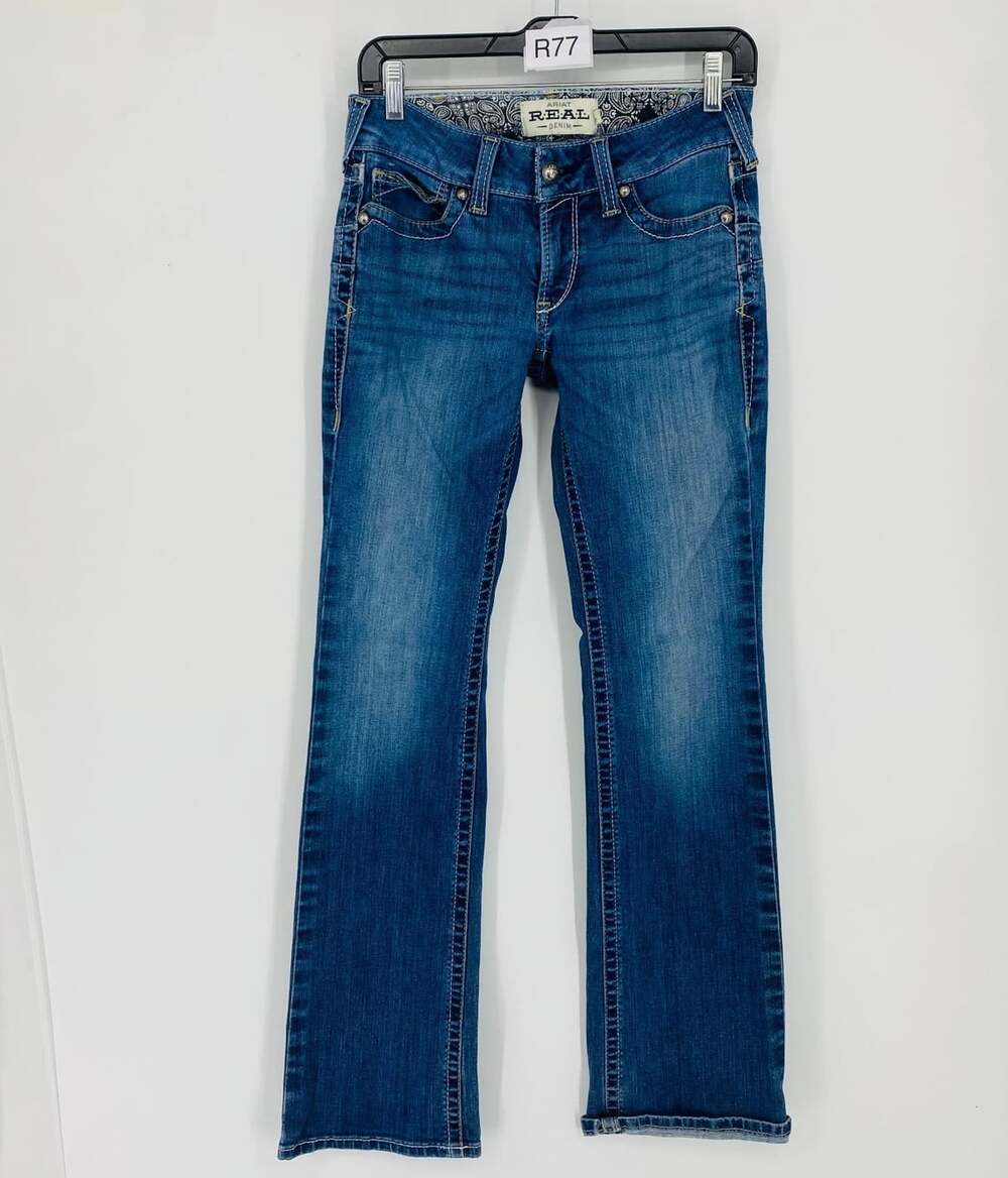 Ariat REAL Riding Jeans Womens 26L Low Rise Straight Leg Denim Western Cowgirl